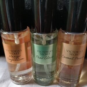 Lot of Three Victoria's Secret MINI Body Sprays Pear Glace Coconut Mango